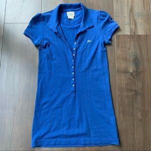 Blue Lacoste button down Polo with cap sleeve